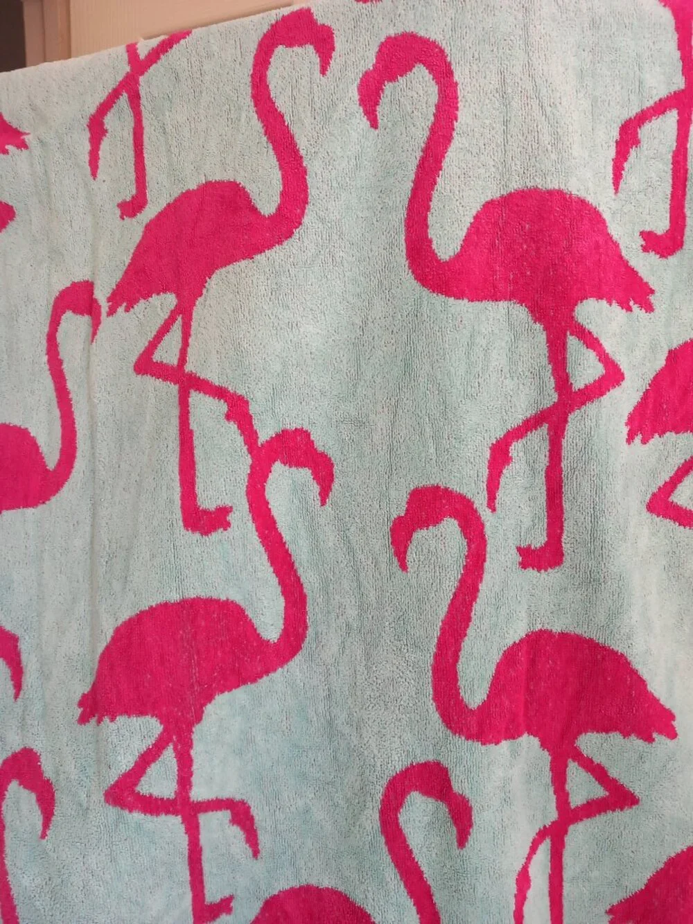 Large Pink & Blue Flamingo Beach Towel